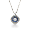 Designs simples Blue Diamond 925 Pendentifs en argent Collier Bijoux